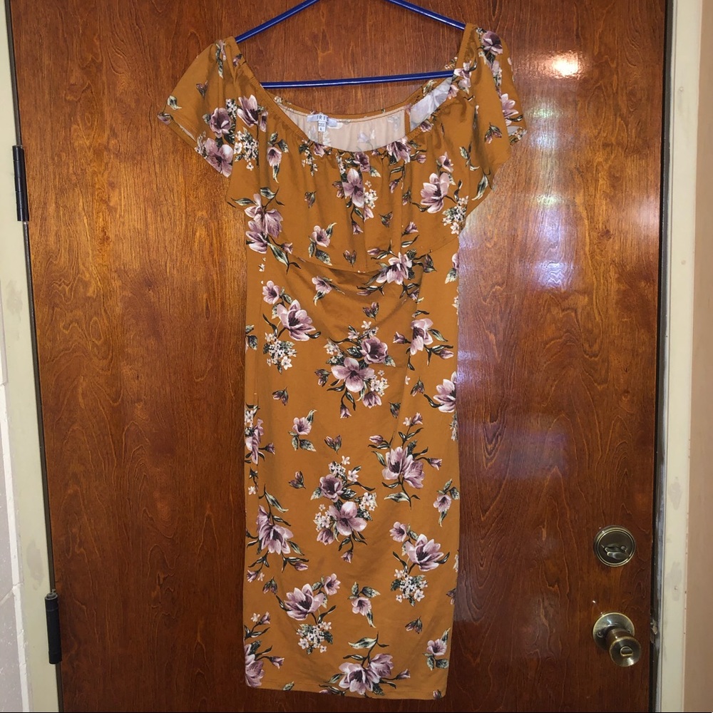 Large off shoulder mid length dress